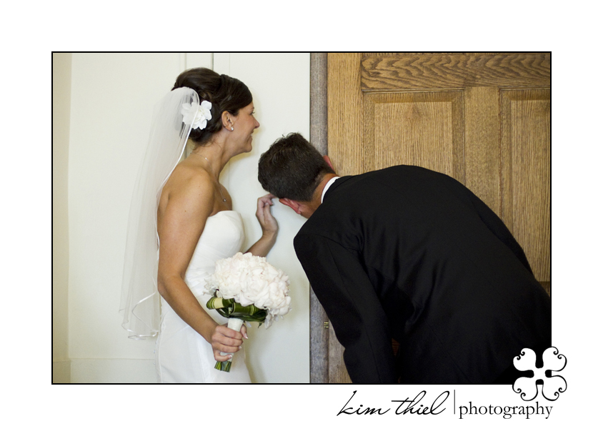 Father & Daughter Peek Before Ceremony