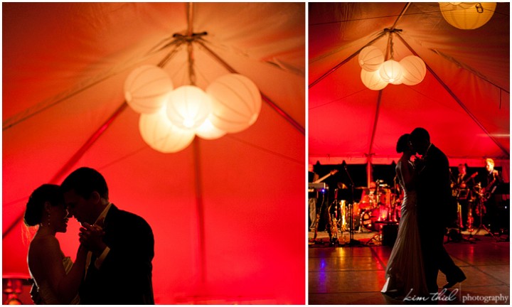 Red lit first dance by kim Thiel Photography